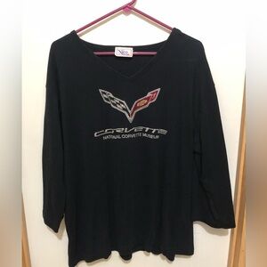 Women’s National Corvette Museum Embellished/Rhinestone 3/4 sleeve shirt -2XL